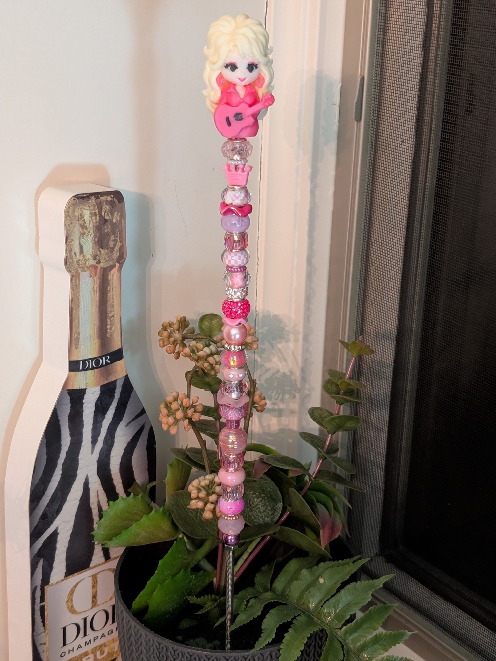 Handmade Fairy Wand/Plant/Garden Stake W/Dolly Parton Topper